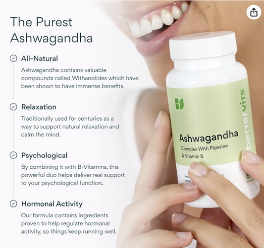 Organic Ashwagandha Root Extract with Black Pepper for Absorption