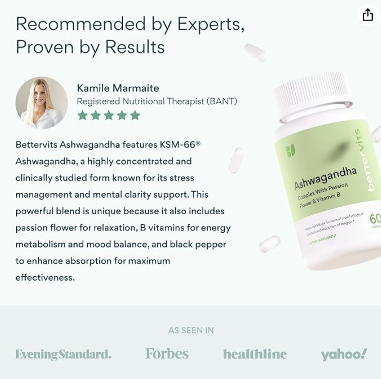 Organic Ashwagandha Root Extract with Black Pepper for Absorption